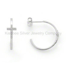 Forever Special Cross Earrings 925 Sterling Silver Jewellery Diamond Design (KE3007)